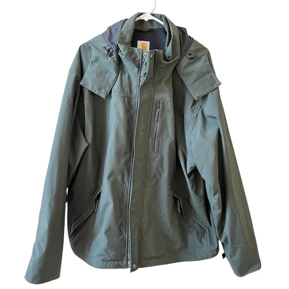 Carhartt Other - CARHARTT MENS OLIVE SHORELINE JACKET NYLON WATER REPELLANT HOOD ZIP POCKETS XL